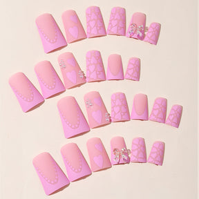 New Arrival Duckbill Press-On Nail Tips with Pink Butterflies