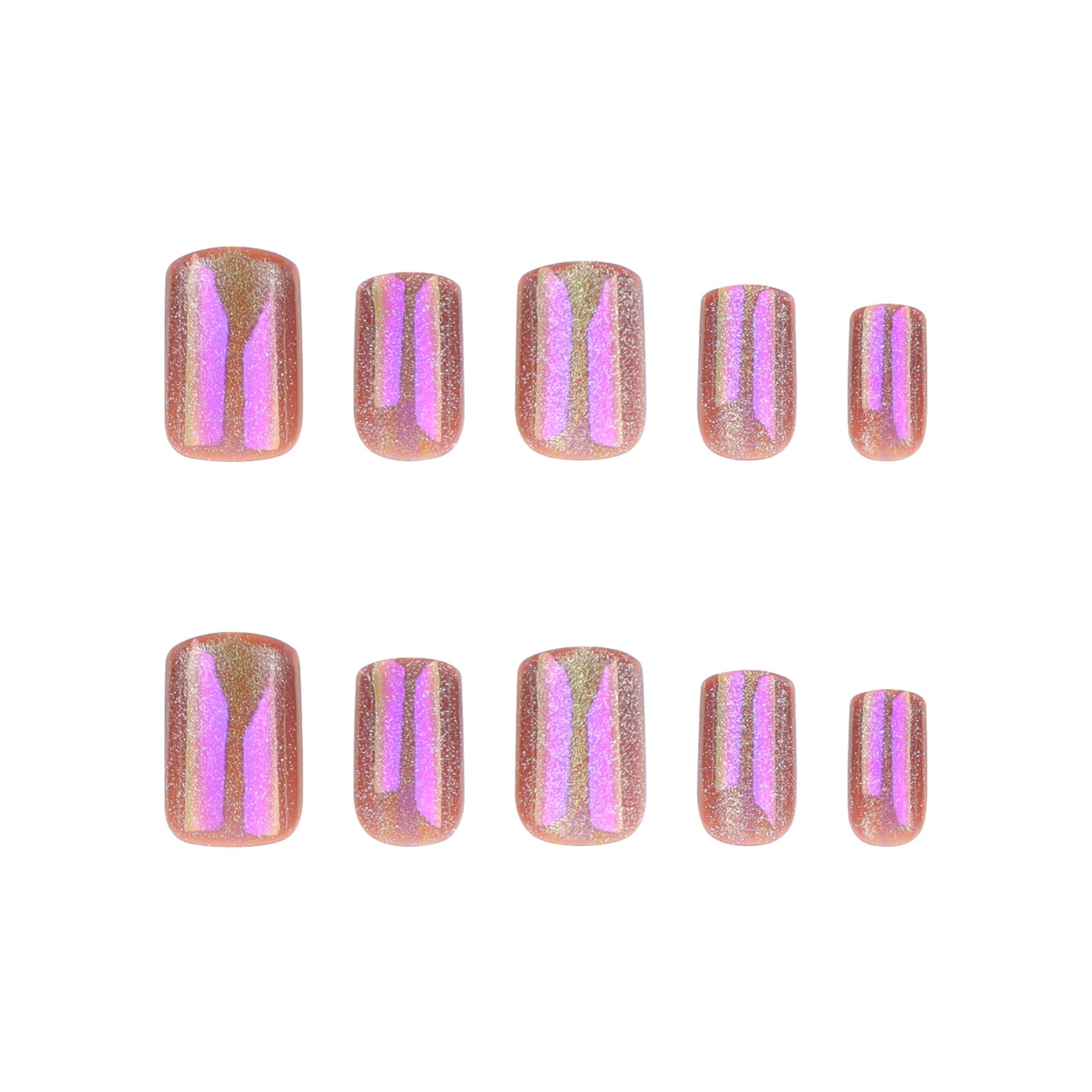 Aurora Cat Eye Purple Nail Art Tips, Short Luxury Wearable Nails