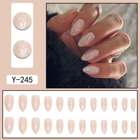 Y6 Ins Trendy Fall Nails: Almond Flashy Nail Tips