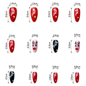 Christmas Red Green White Almond Shaped Nail Art Stickers