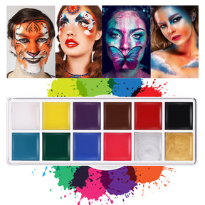 12-Color Halloween Face Paint Set