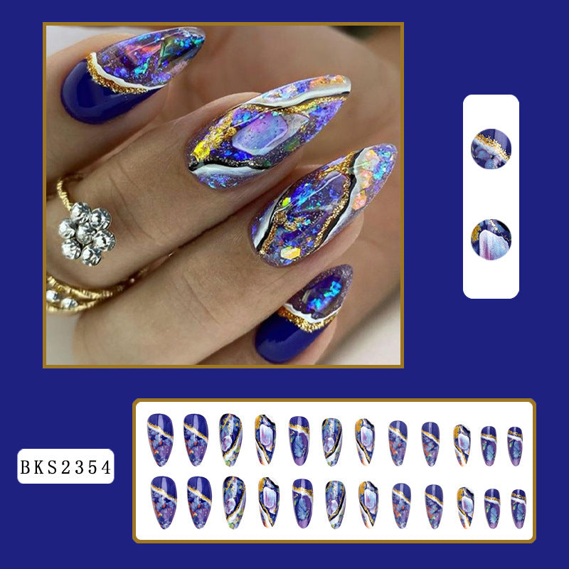 Amber Pattern INS Style Almond Nail Tips