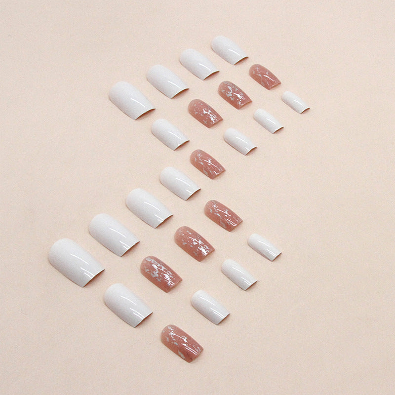 Mid-Length Square Pearlized Nails, Soft and INS Style