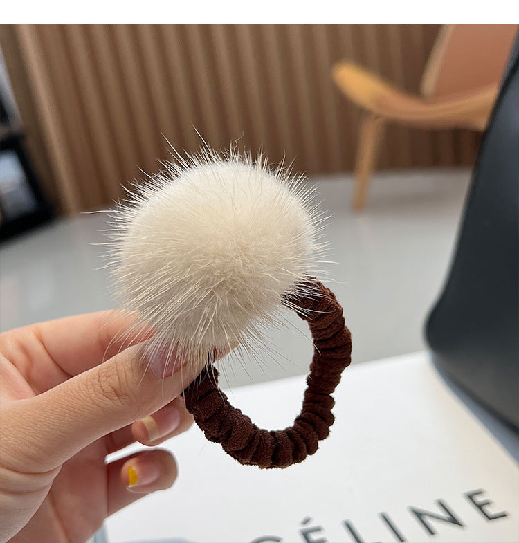 Cute Real Mink Fur Hair Tie Winter Fashion Accessory