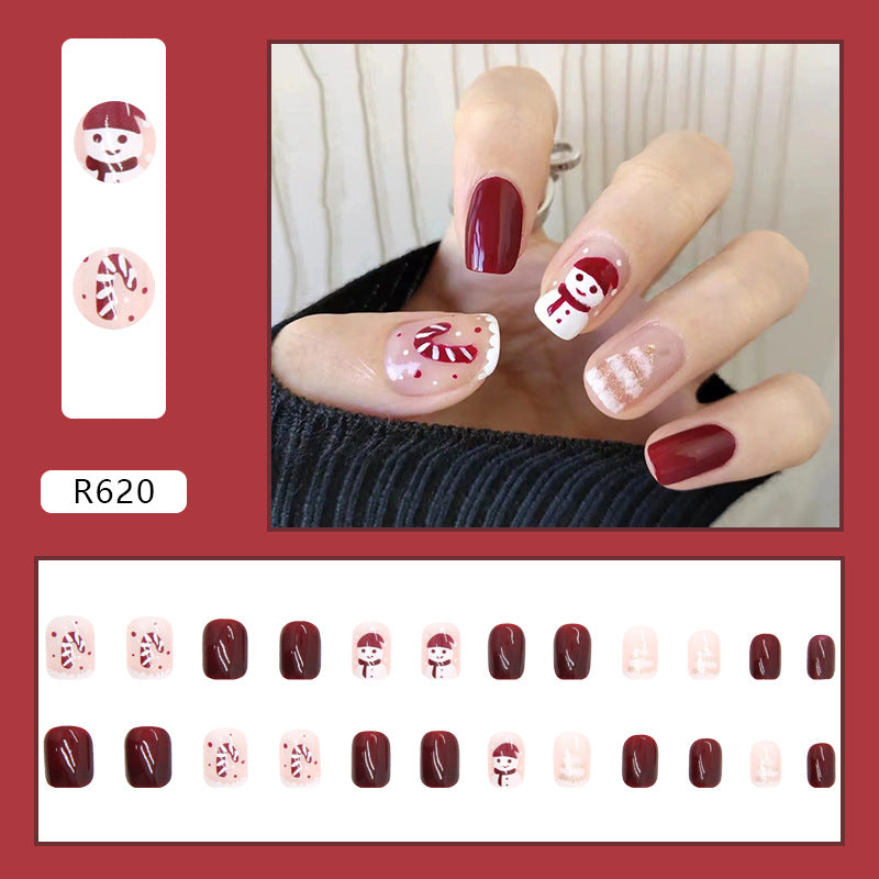 Red Christmas Fall Nails - Pre-Made Wearable Nail Tips (24PCS)