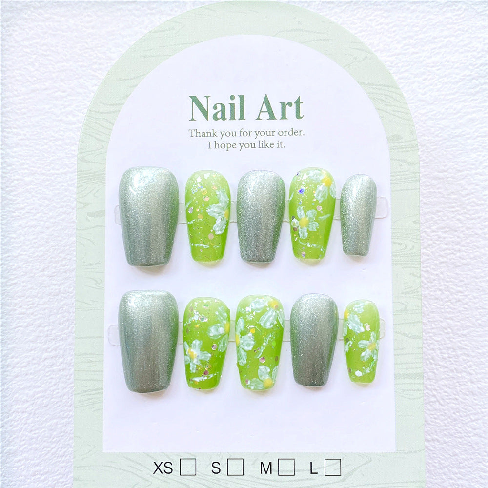 Chic Handmade Minimalist Forest-Themed Sticker Pearl Short Fall Nails, Versatile and Original Nail Patches