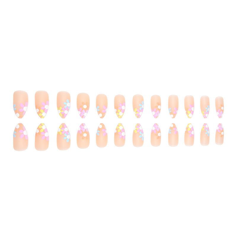 Pointed Flower Nail Extensions, Multi-color Digital Print