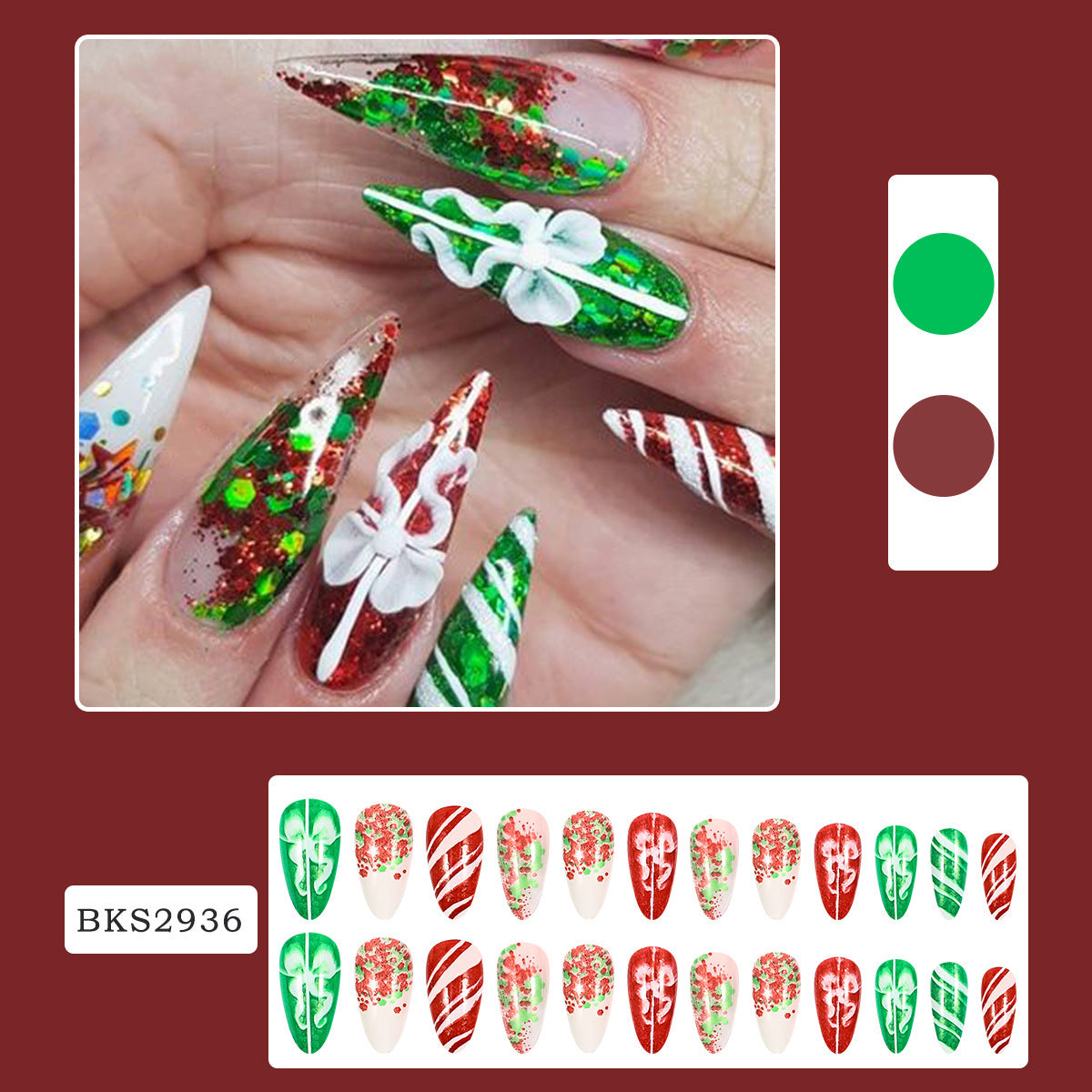 Christmas Bow INS Style Nail Tips