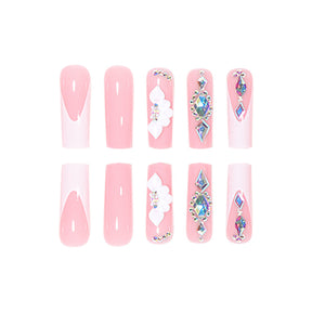 3D Flower French Fall Nails: 24-Piece Pre-Made Nail Tips