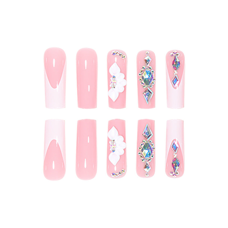 3D Flower French Fall Nails: 24-Piece Pre-Made Nail Tips