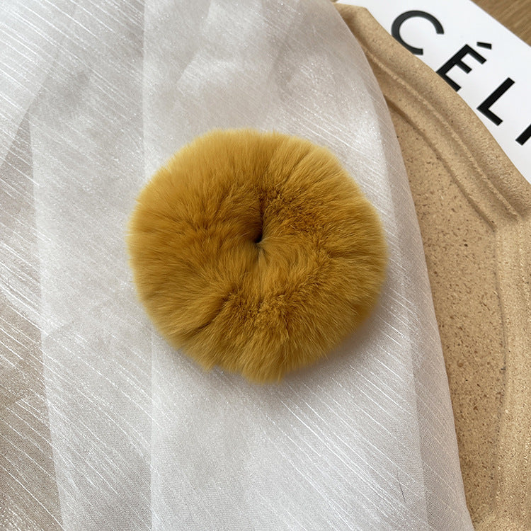 Real Rabbit Fur Hair Tie Winter Fashion Accessory