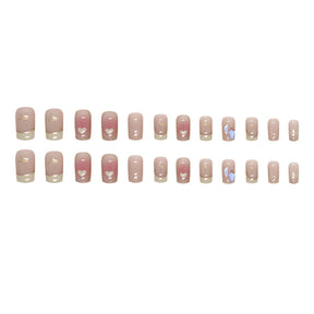 Sweet Blush Shimmer Nails, Heart-Shaped, 24