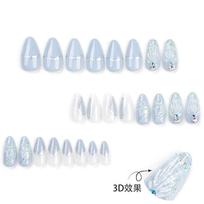 Cold Tone 3D Shell Almond Fall Nails for Wholesale