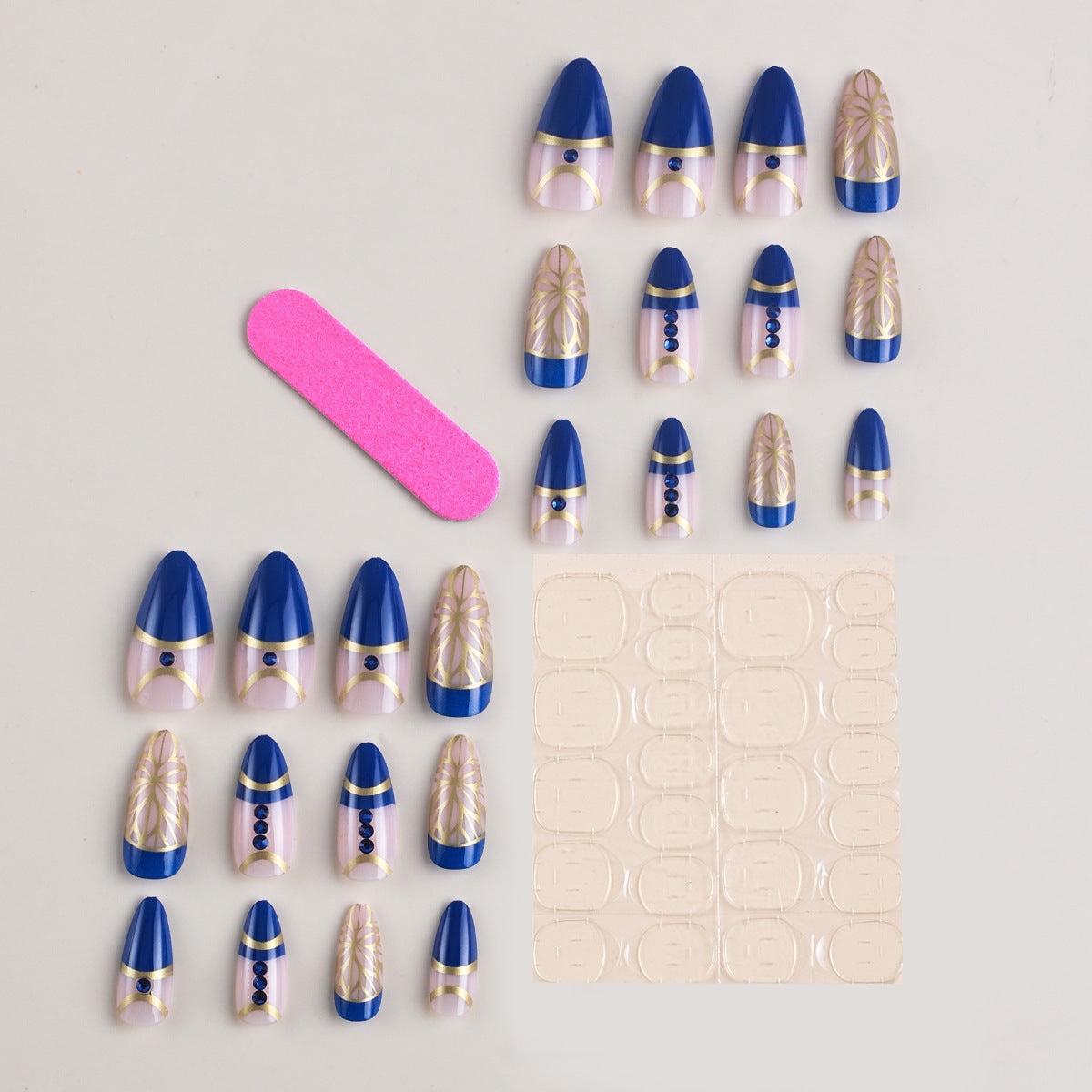 Royal Blue Almond French Tip Nail Tips