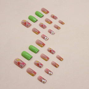 Rainbow Summer Multi-Color Nails, Stylish Ins Love Design