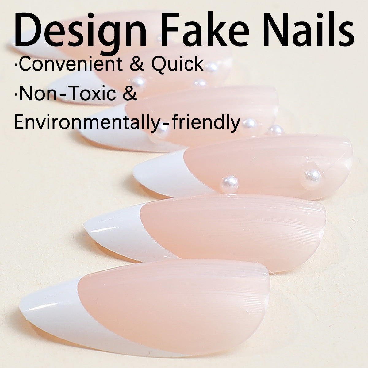 Handmade French Pearl Pink False Nails