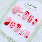 Chic Handmade Dragon Fruit Heart Fall Nails, Stylish and Versatile Short Nail Patches