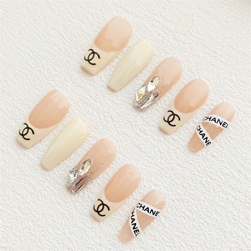 Chic Handmade Full-Diamond Teenage Spring Fall Nails, Versatile and Trendy Student-Friendly Nail Patches