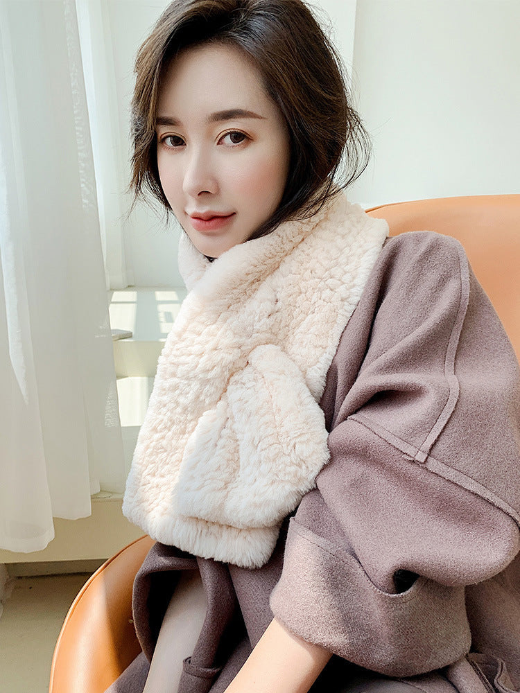 Wide Real Rabbit Fur Scarf - Cozy Winter Accessory