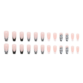 Black and White French Mid-Length Ballet Nail Stickers