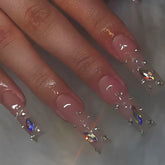 Long European Style Nail Tips with Diamond Accents