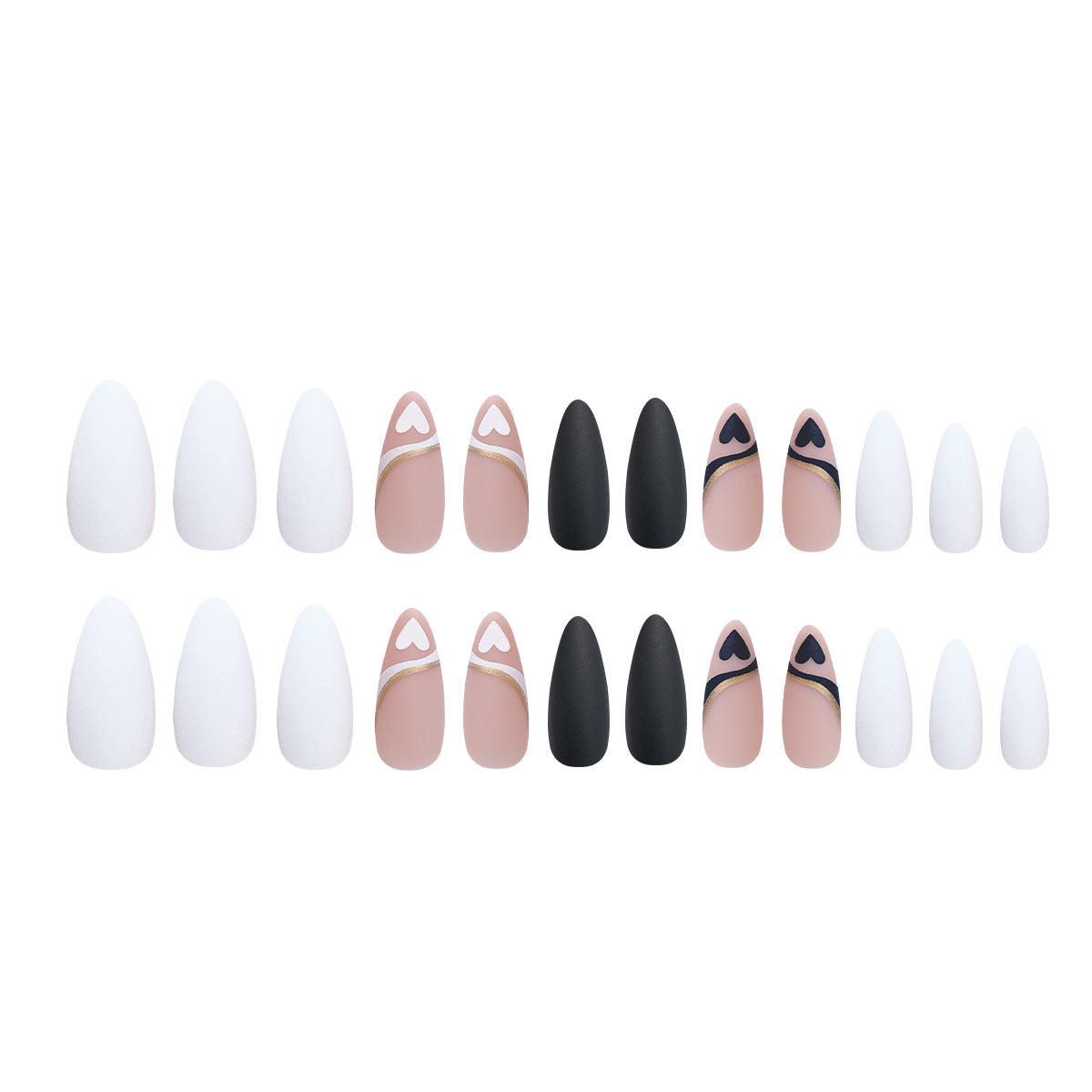 Black and White Heart Matte Nail Stickers