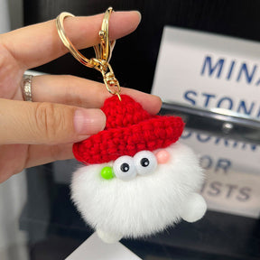 Cute Real Rabbit Fur Coal Ball Keychain - Accessory