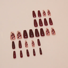 Chinese Style Snake Fall Nails 24 Pieces