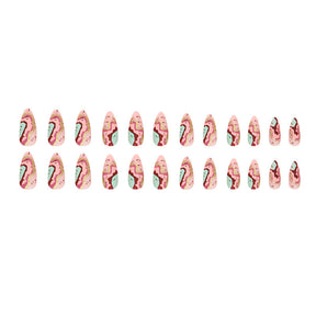 24-Piece Multicolor Matte Almond Nails - Fashionable, Ins Style