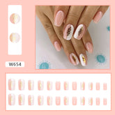 24-Piece Mid-Length Square Nails - Pink & White, Cute & Gentle