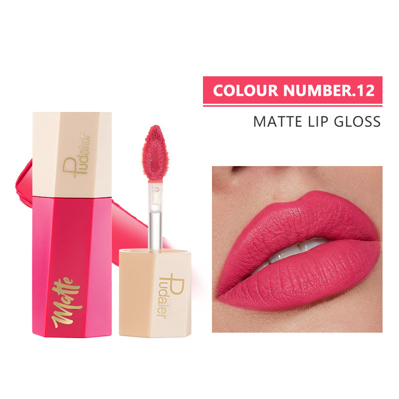 14-Color Matte Lip Lacquer - Non-Transfer, Long-Lasting, Velvety Finish