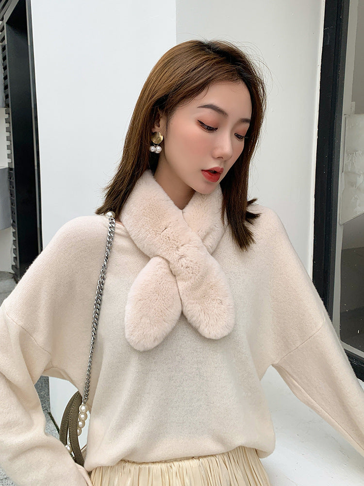 Velvet-Soft Real Rabbit Fur Scarf Winter Warm