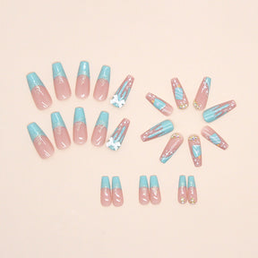 Cute Ice Cream Summer Fall Nails - Sweet Bow and Diamond