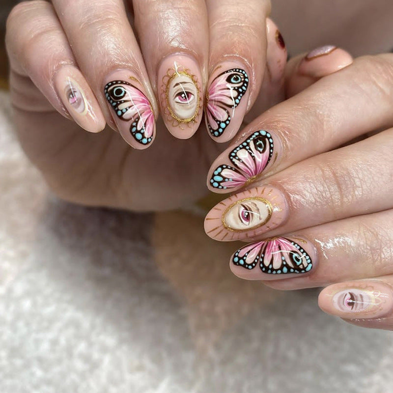 Oval Nails, Halloween Totem Mystery Eyes Design