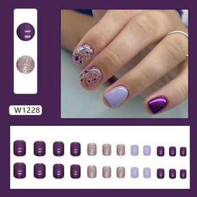 Chic Floral Fall Nails Light Luxury Ins Style 24 Pieces