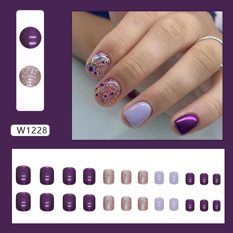 Chic Floral Fall Nails Light Luxury Ins Style 24 Pieces