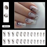 Black Ink Chinese Style Ballet Fall Nails 24 Pieces