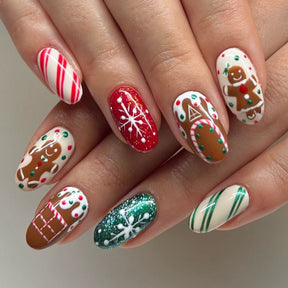 Christmas Gingerbread Man and Chocolate House Nails, Festive & Removable