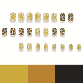 24-Piece Thanksgiving Maple Leaf Pumpkin Polka Dot Nails