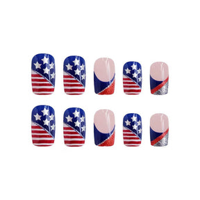 Shiny French Tip Independence Day Nail Art