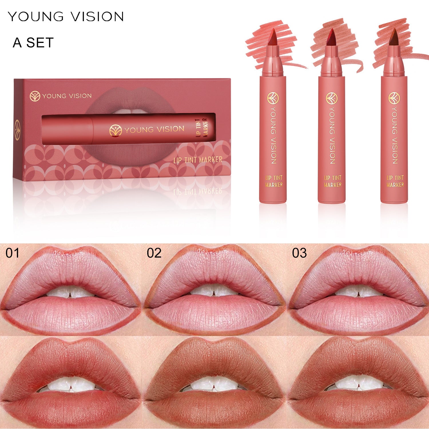 3-Color Lip Tint Pen Set