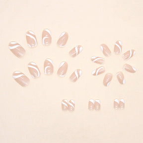 Simple Pure White Ribbon Bridal Fall Nails - Sweet & Luxe