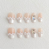 Chic Handmade Pearl Skirt Hem Fall Nails, Trendy and Versatile Nail Patches