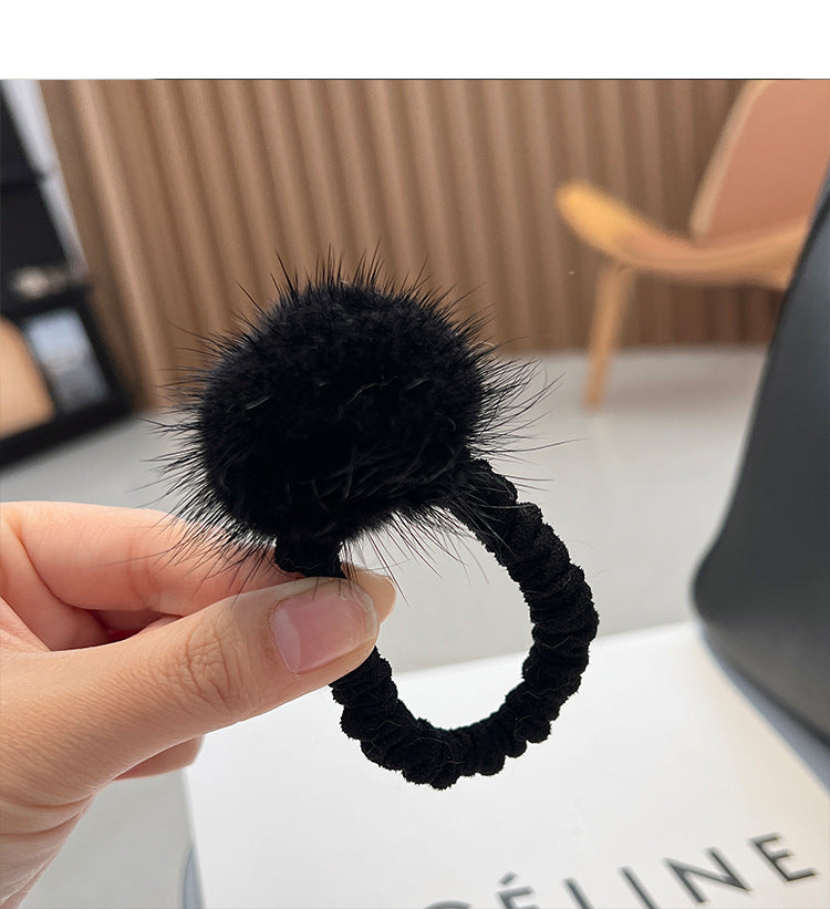 Cute Real Mink Fur Hair Tie Winter Fashion Accessory