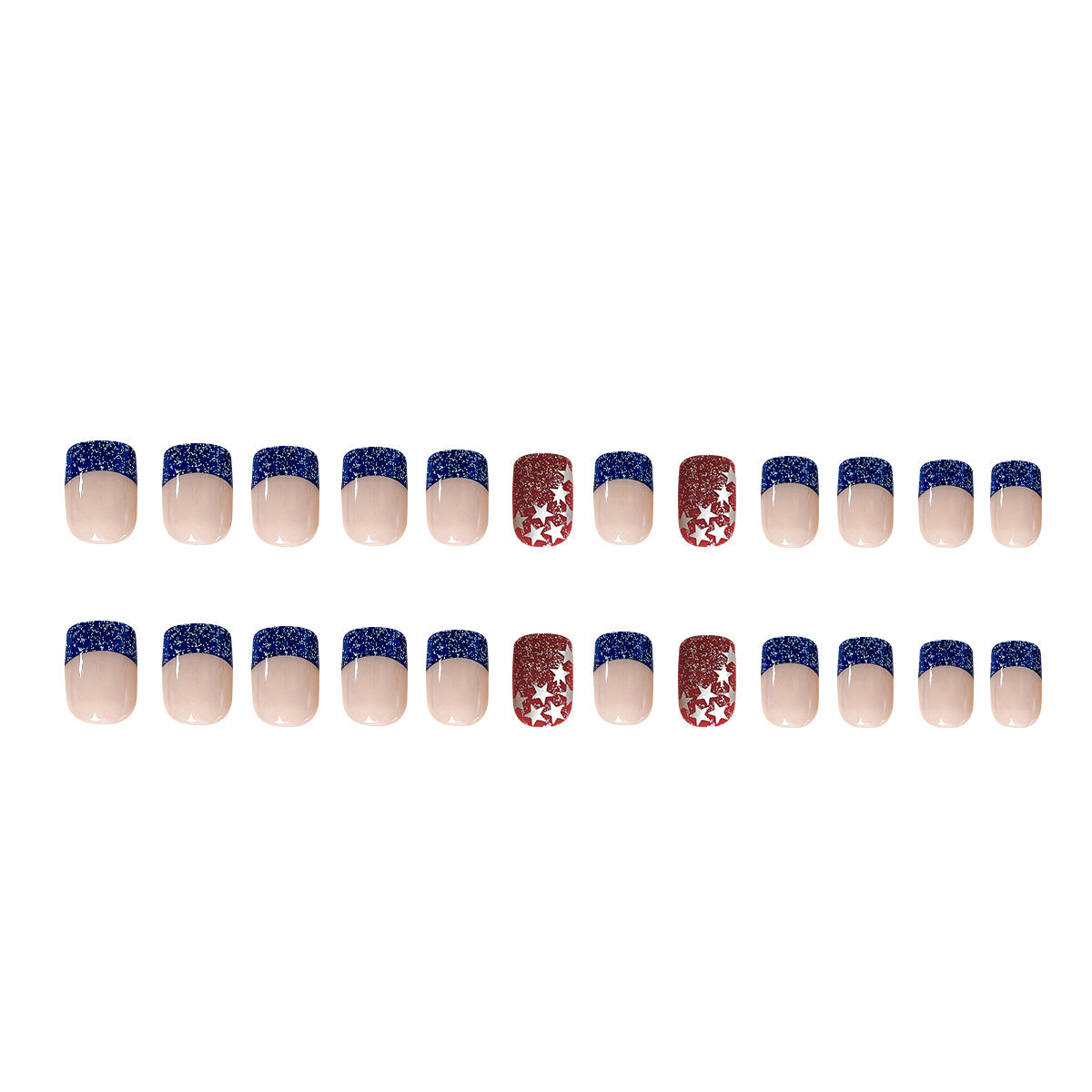 4th July Star Blue Edge Handmade Nail Stickers