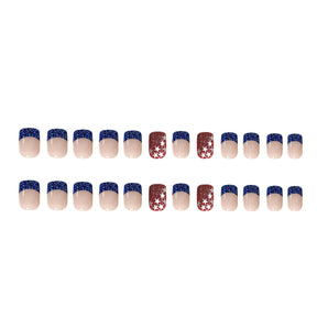 4th July Star Blue Edge Handmade Nail Stickers