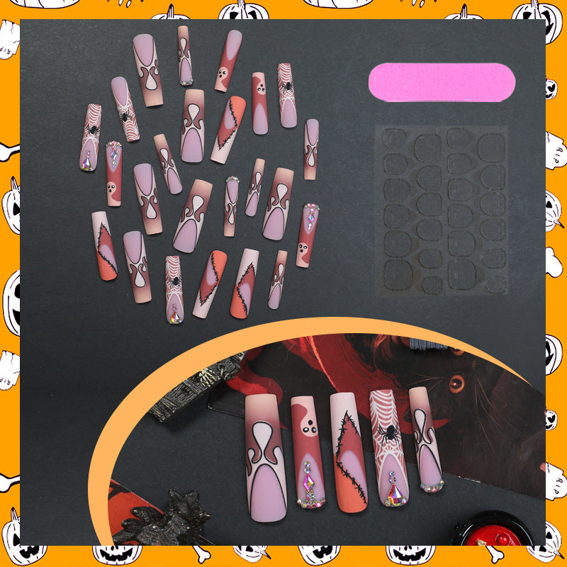 Ultra Long Halloween Detachable Nails with Spiders and Ghosts