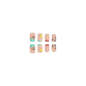 Summer Beach Short Square Nails - Seagull Design