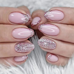 Short Round Flashy Red Pink French Nails, Edgy and Stylish