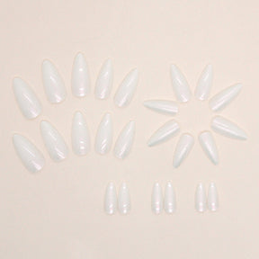 Aurora White Moonlight Almond Nails, Trendy Ins Style